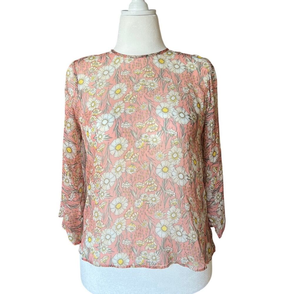 AINEA Sheer Cape Floral Top Women's Size 40 (M) Sustainable Italian Designer 70s